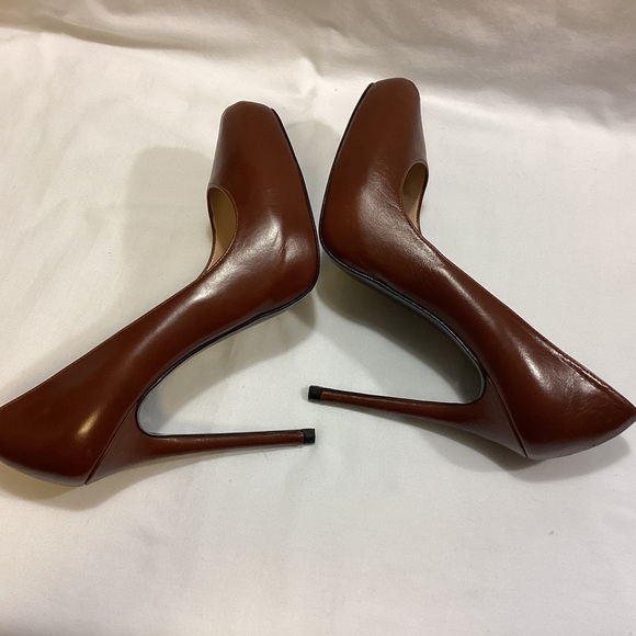 NEW ZARA WOMAN BROWN LEATHER PLATFORM PUMPS SZ 39 - Picture 5 of 13